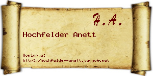 Hochfelder Anett névjegykártya